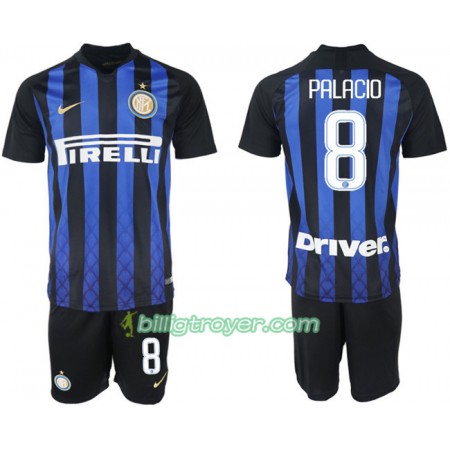 Billige Fotballdrakter Inter Milan PALACIO 8 Barn Hjemmedraktsett 2018/19 Kortermet